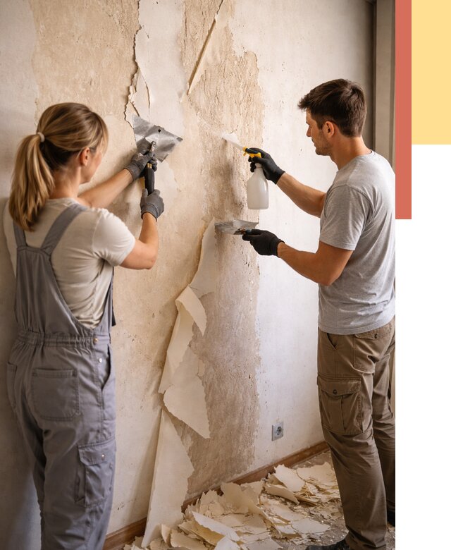 Снятие старых обоев в Каспийске от 5345 руб. под ключ недорого | ОТДЕЛОЧНИК-Ксп