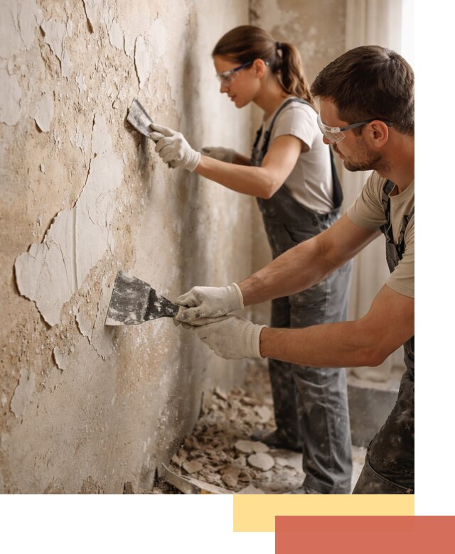 Снятие старой шпаклевки и подготовка поверхностей в Каспийске