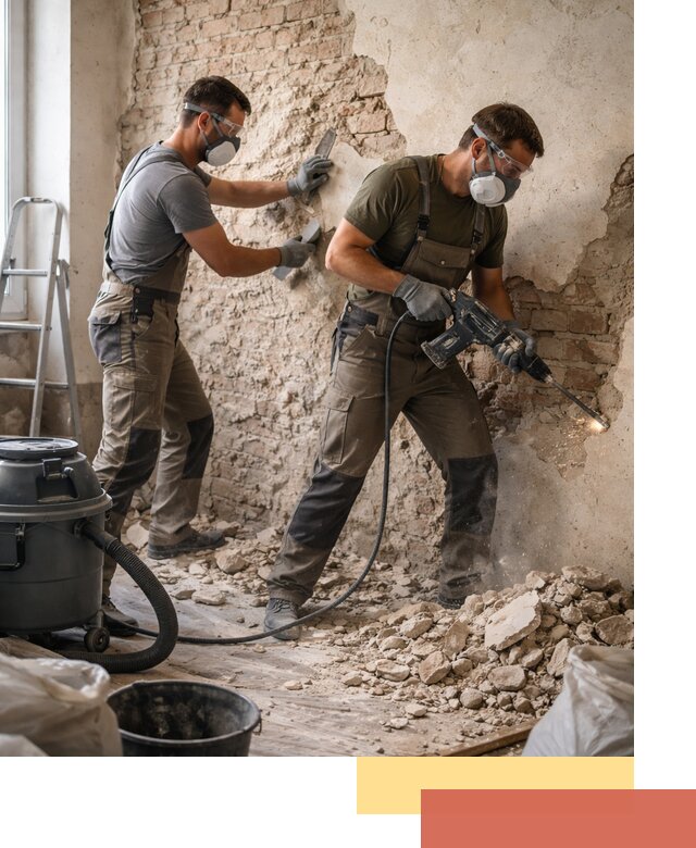 Демонтаж штукатурки со стен в Каспийске быстро и аккуратно