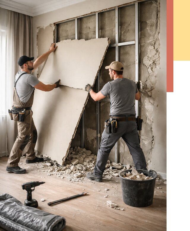 Демонтаж гипсокартона со стен в Каспийске от 356 руб. — услуги демонтажа | ОТДЕЛОЧНИК-Ксп