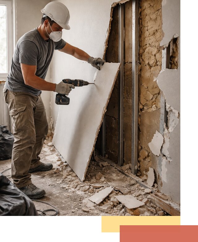 Демонтаж гипсокартона со стен в Каспийске качественно и быстро