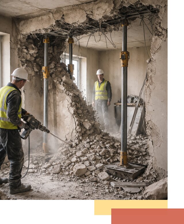 Снос несущих стен в Каспийске с гарантией безопасности и качества