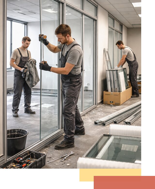 Демонтаж стеклянных перегородок в Каспийске быстро и безопасно