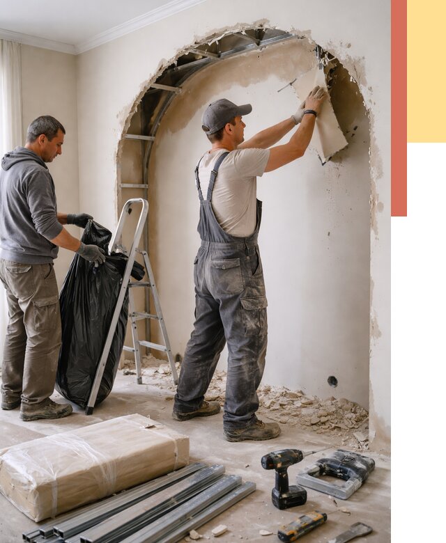 Демонтаж арки из гипсокартона в Каспийске от 3563 руб. — услуги под ключ | ОТДЕЛОЧНИК-Ксп