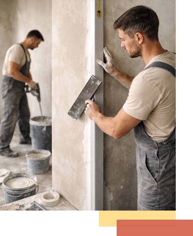 Выведение углов стен в Каспийске: монтаж и оштукатуривание