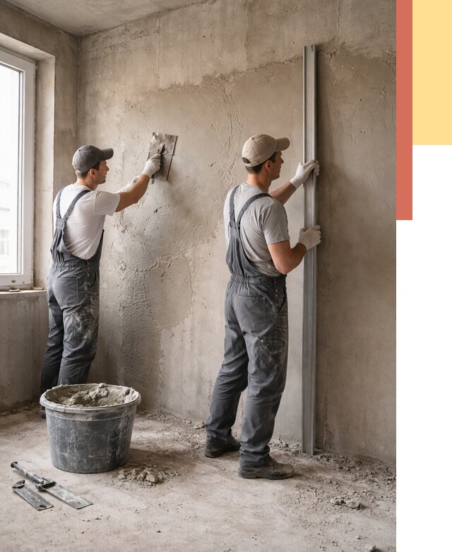 Штукатурка бетонных стен в Каспийске от 4581 руб/м² — качественно и быстро | ОТДЕЛОЧНИК-Ксп