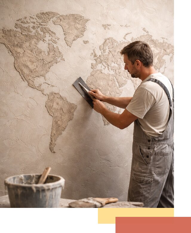 Декоративная штукатурка «Карта мира» под ключ в Каспийске