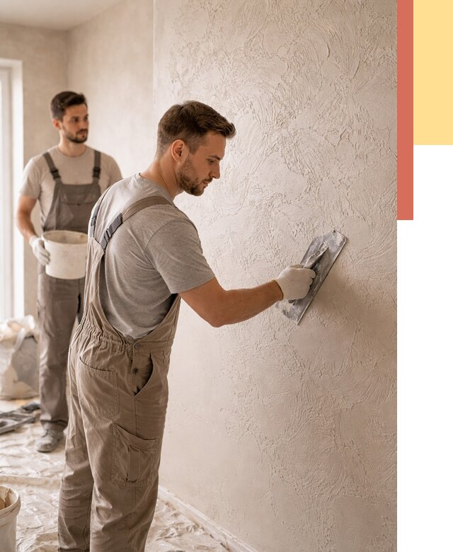 Фактурная штукатурка стен в Каспийске от 4276 руб./м² — заказать под ключ | ОТДЕЛОЧНИК-Ксп