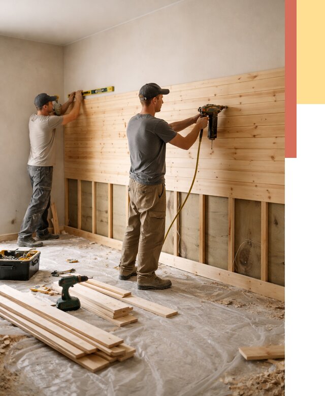 Монтаж деревянной вагонки на стены в Каспийске от 7636 руб. | Услуги монтажа вагонки | ОТДЕЛОЧНИК-Ксп