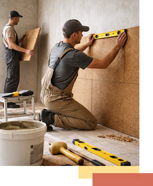 Монтаж пробковых панелей на стены в Каспийске быстро и качественно