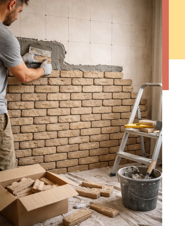 Монтаж декоративного кирпича в Каспийске от 3258 руб./м² — быстро и недорого | ОТДЕЛОЧНИК-Ксп