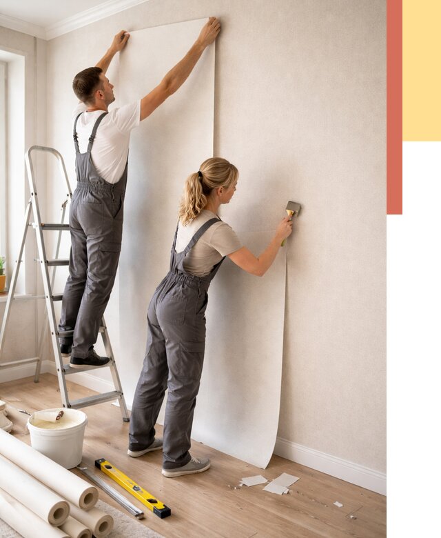 Поклейка флизелиновых обоев в Каспийске от 6109 руб. | Быстро и недорого — ОТДЕЛОЧНИК-Ксп