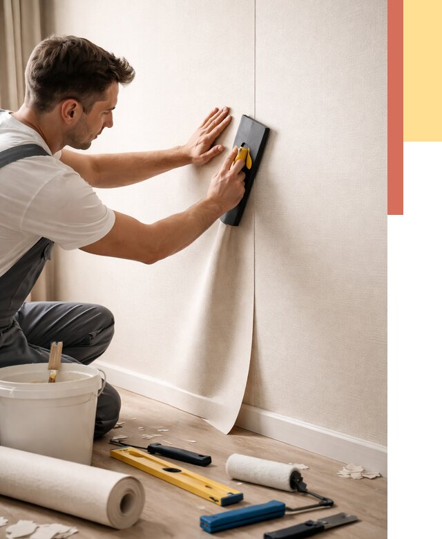 Поклейка виниловых обоев в Каспийске от 4581 руб. | Быстро и недорого — ОТДЕЛОЧНИК-Ксп