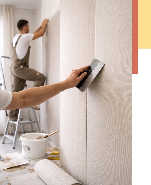 Поклейка текстильных обоев в Каспийске от 4581 руб. под ключ | ОТДЕЛОЧНИК-Ксп