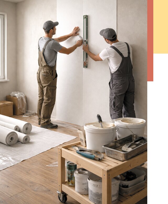 Поклейка стеклообоев в Каспийске от 6618 руб. за м2 — быстро и недорого | ОТДЕЛОЧНИК-Ксп