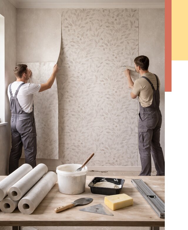 Поклейка обоев с подбором рисунка в Каспийске от 3563 руб. | ОТДЕЛОЧНИК-Ксп - быстро и недорого