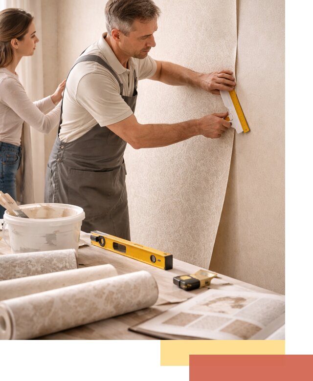 Поклейка обоев с подбором рисунка в Каспийске