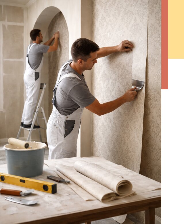 Поклейка обоев на сложные стены в Каспийске от 2851 руб. под ключ | ОТДЕЛОЧНИК-Ксп