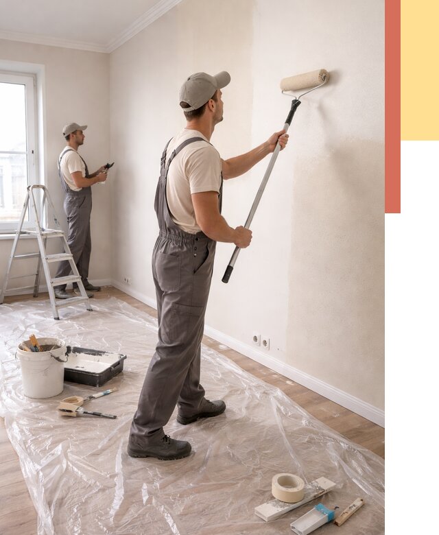 Покраска стен акриловой краской в Каспийске от 3563 руб./м² — быстро и недорого | ОТДЕЛОЧНИК-Ксп