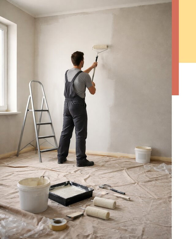 Покраска стен моющейся краской в Каспийске от 356 руб./м² — быстро и недорого | ОТДЕЛОЧНИК-Ксп