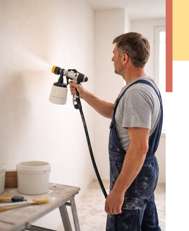 Покраска стен краскопультом в Каспийске от 7636 руб. — механизированная покраска | ОТДЕЛОЧНИК-Ксп