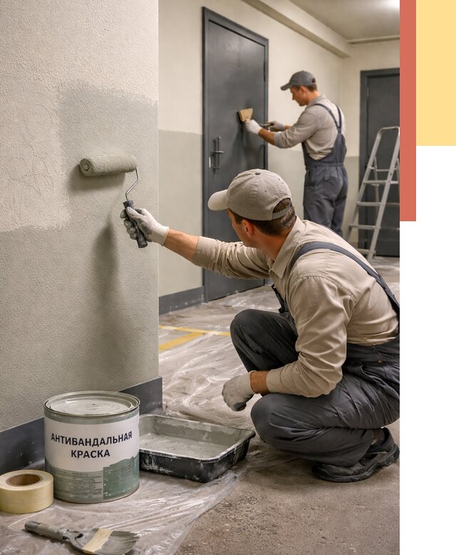 Покраска стен антивандальной краской в Каспийске от 4581 руб./м² под ключ | ОТДЕЛОЧНИК-Ксп