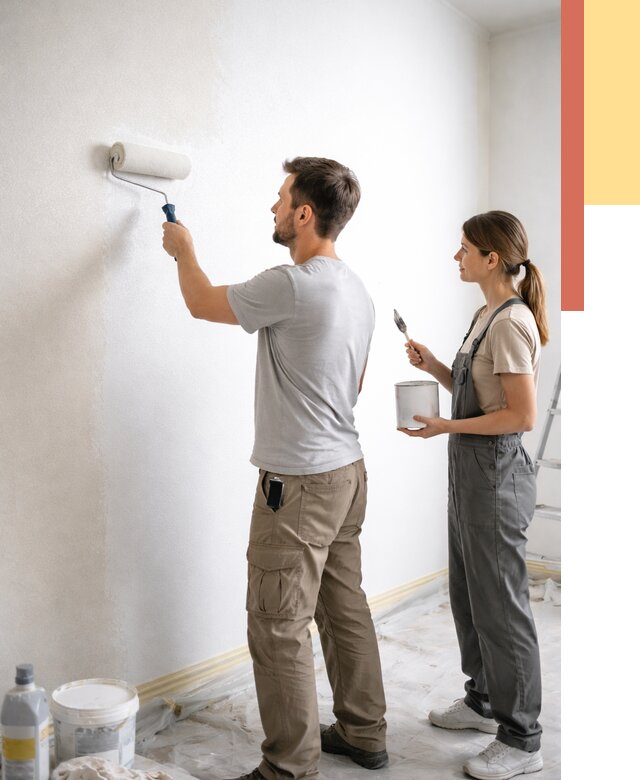 Окраска стен по стеклохолсту в Каспийске от 4581 руб/м² под ключ | ОТДЕЛОЧНИК-Ксп