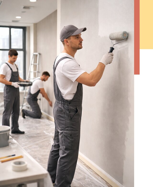 Покраска стен в офисе в Каспийске от 8654 руб. — быстро и недорого | ОТДЕЛОЧНИК-Ксп