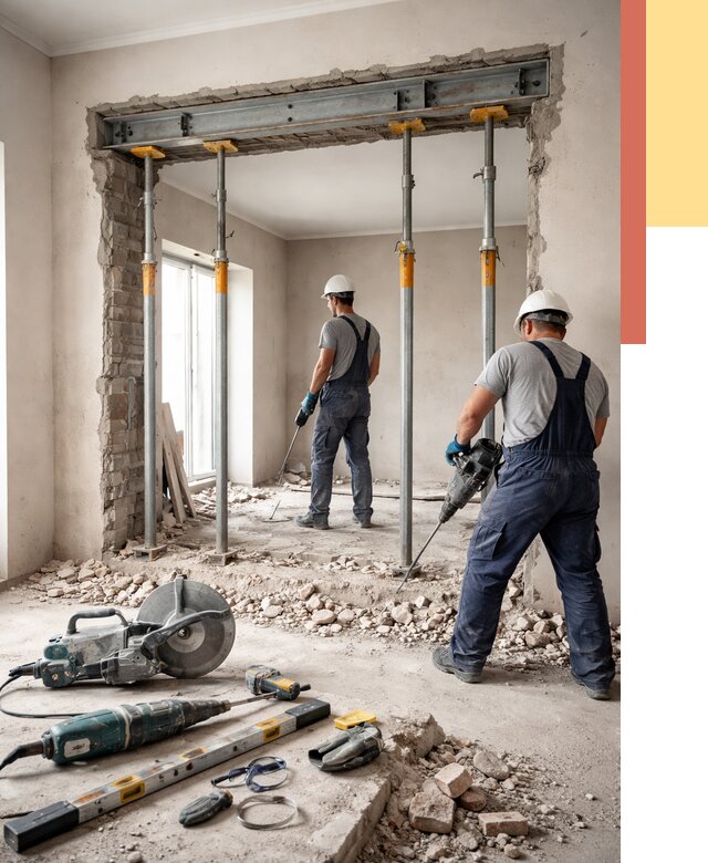 Прорезка проема в стене в Каспийске от 4581 руб. — быстро и недорого | ОТДЕЛОЧНИК-Ксп