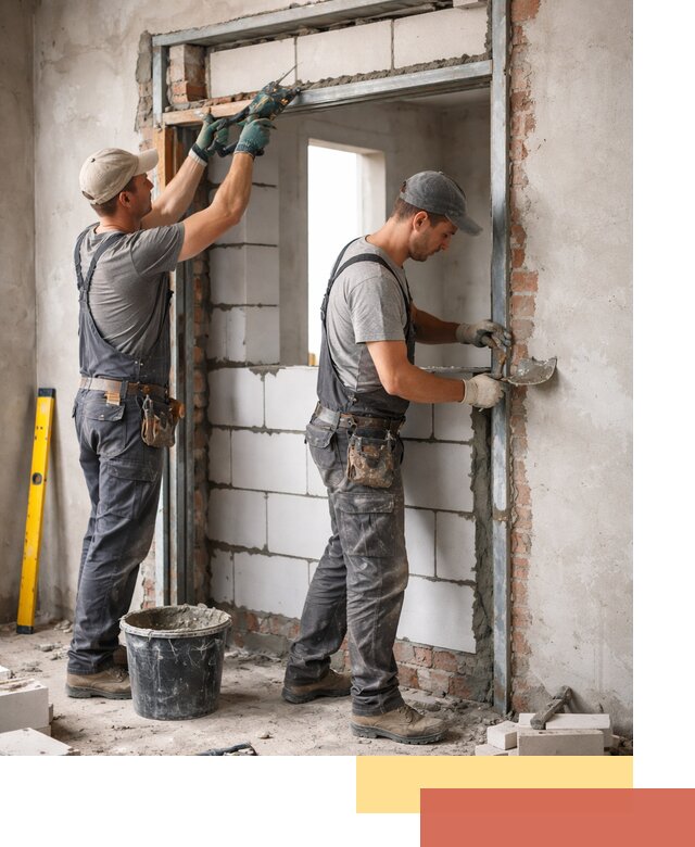 Закладка дверного проема под ключ в Каспийске: демонтаж, монтаж, отделка