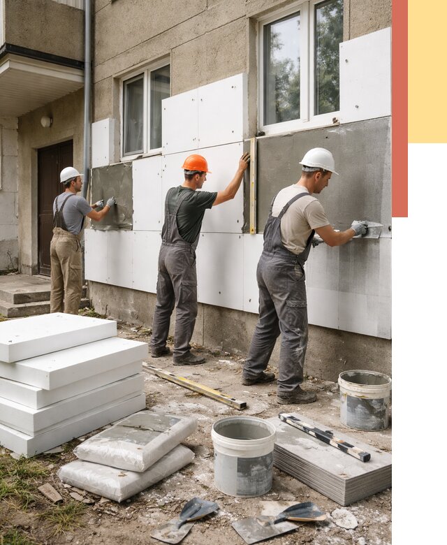 Утепление стен пенопластом в Каспийске от 1782 руб. — недорого и под ключ | ОТДЕЛОЧНИК-Ксп