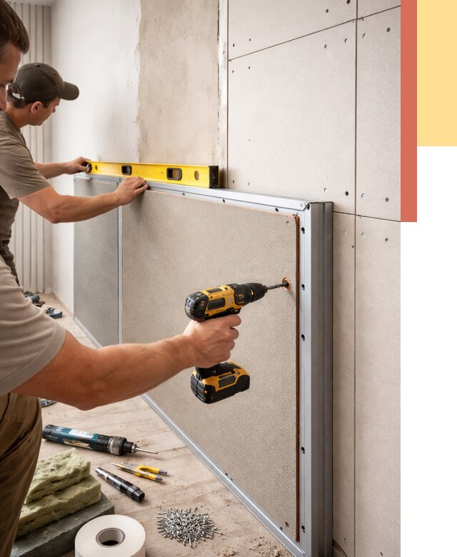 Шумоизоляция стен панелями ЗИПС в Каспийске от 2240 руб./м² под ключ | ОТДЕЛОЧНИК-Ксп