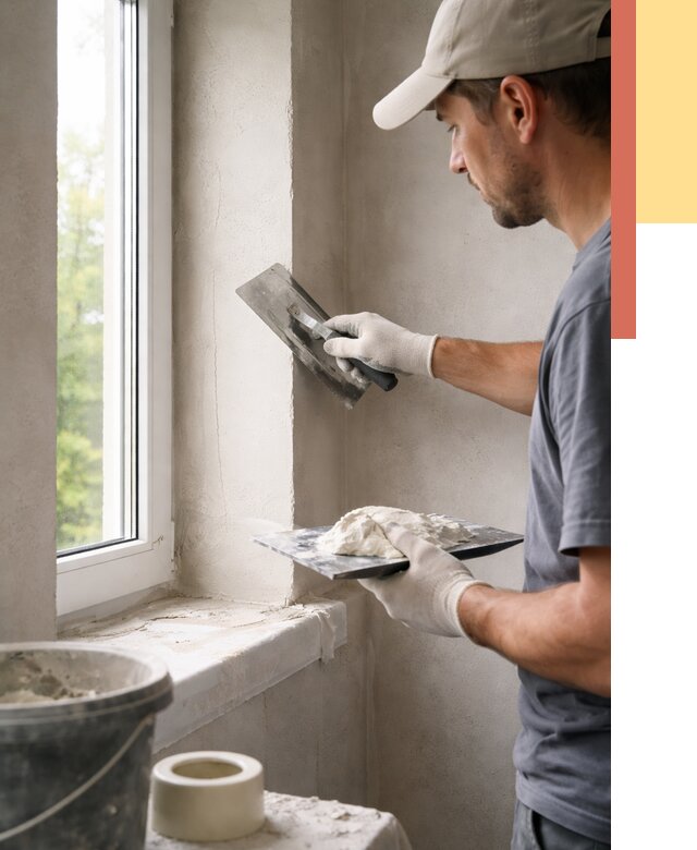 Штукатурка откосов в Каспийске от 4581 руб/м² — услуги и выравнивание под ключ | ОТДЕЛОЧНИК-Ксп