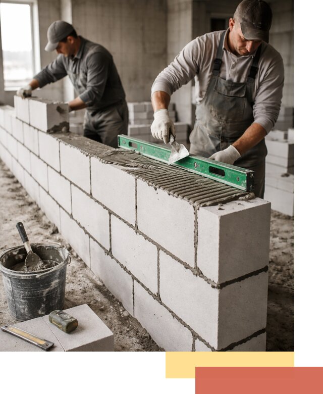 Кладка перегородок из газобетона в Каспийске быстро и качественно