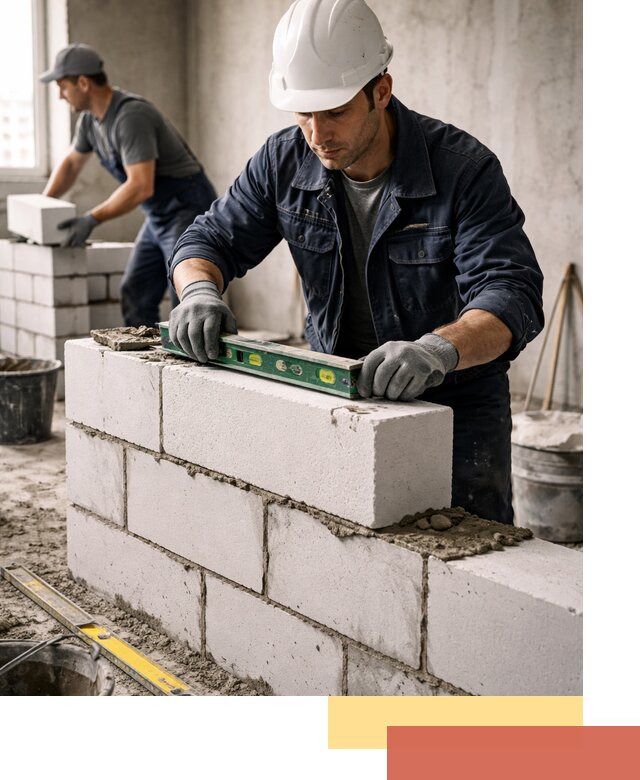 Кладка перегородок из пеноблока под ключ в Каспийске