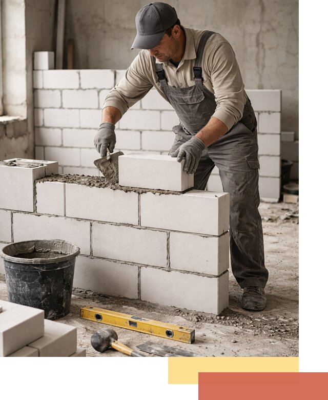 Кладка перегородок из силикатного блока в Каспийске