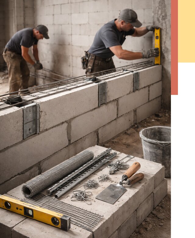 Армирование кладки перегородок в Каспийске от 764 руб. под ключ | ОТДЕЛОЧНИК-Ксп