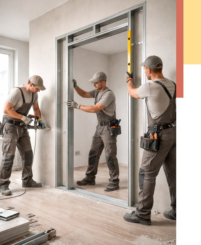 Устройство дверного проема в перегородке в Каспийске от 4581 руб. под ключ | ОТДЕЛОЧНИК-Ксп