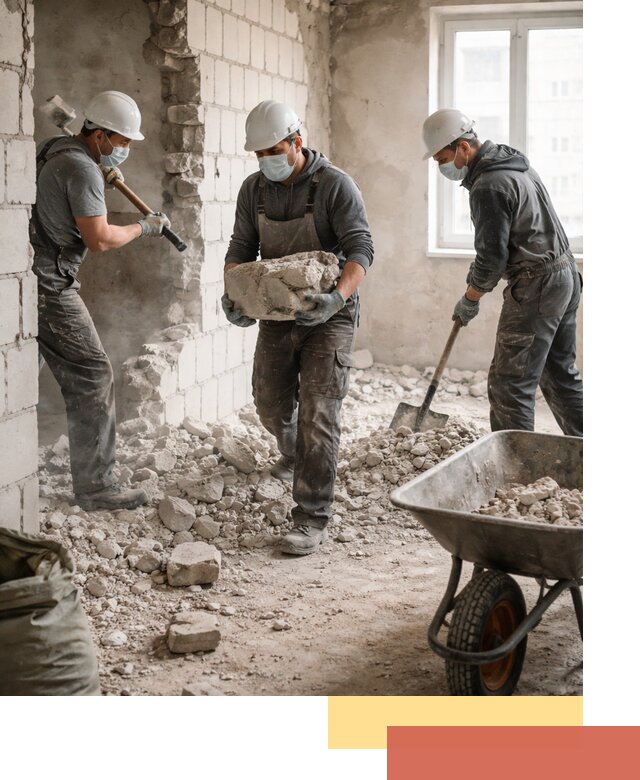 Демонтаж блочных перегородок в Каспийске быстро и аккуратно