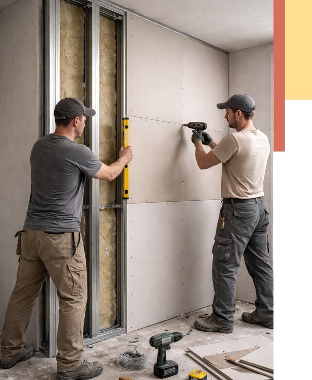 Монтаж двухслойной перегородки из гипсокартона в Каспийске от 1476 руб. | ОТДЕЛОЧНИК-Ксп