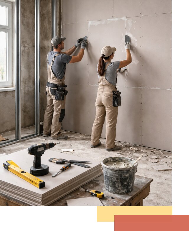 Монтаж двухслойной перегородки из гипсокартона в Каспийске