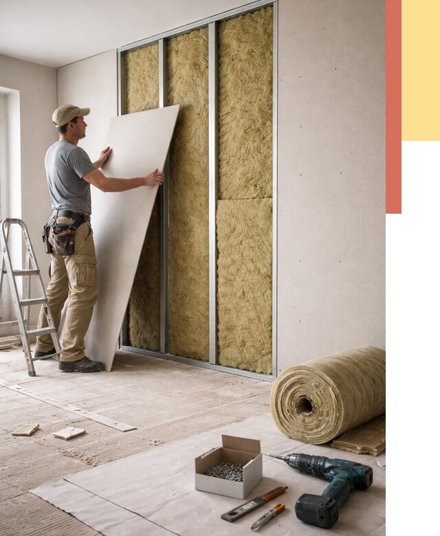 Перегородка из гипсокартона с шумоизоляцией в Каспийске от 3176 руб. | ОТДЕЛОЧНИК-Ксп