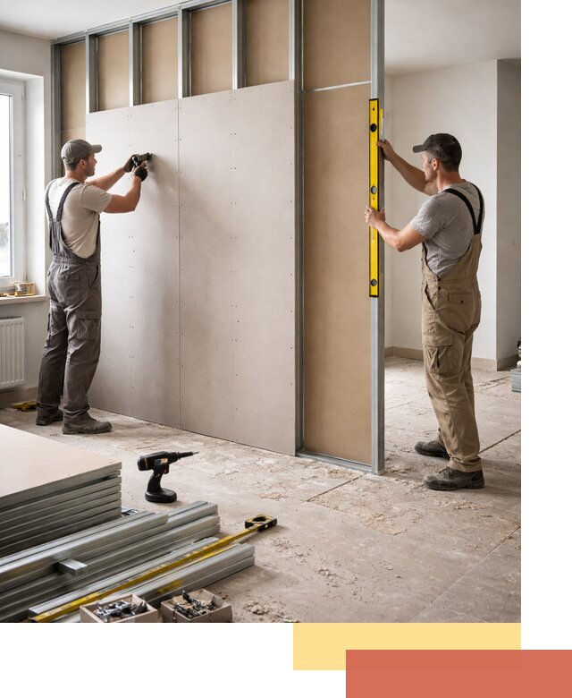 Зонирующая перегородка из гипсокартона под ключ в Каспийске