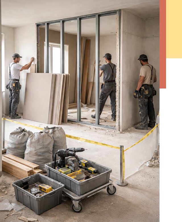 Перенос гипсокартонной перегородки в Каспийске под ключ от 4581 руб. | Демонтаж и монтаж – ОТДЕЛОЧНИК-Ксп