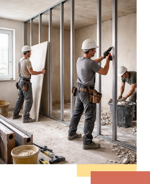 Перенос гипсокартонной перегородки в Каспийске профессионально и быстро