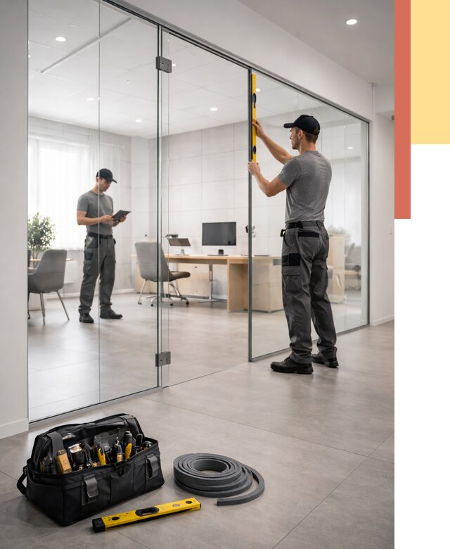 Цельностеклянные перегородки под ключ в Каспийске от 9672 руб. — монтаж и цены | ОТДЕЛОЧНИК-Ксп