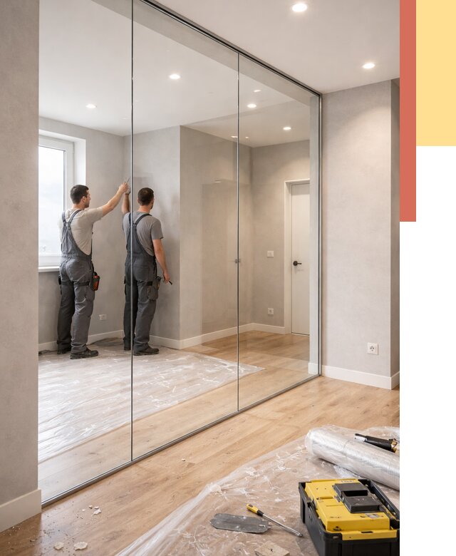 Безрамные стеклянные перегородки в Каспийске — монтаж от 9672 руб. | ОТДЕЛОЧНИК-Ксп