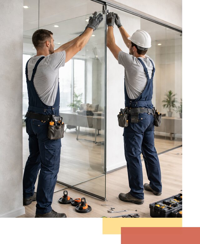 Безрамные стеклянные перегородки под ключ в Каспийске