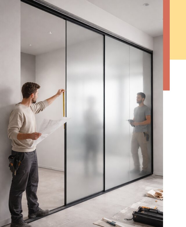 Матовые стеклянные перегородки в Каспийске от 8654 руб. — монтаж и установка | ОТДЕЛОЧНИК-Ксп