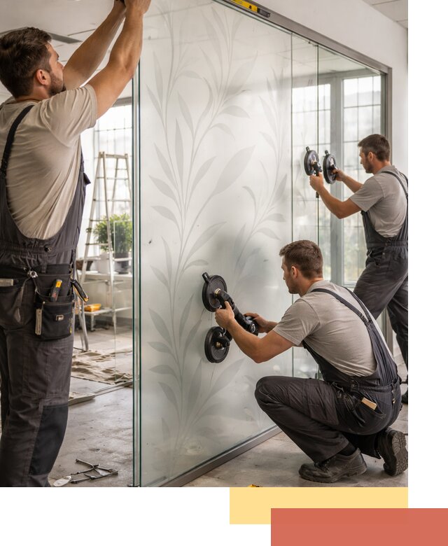 Стеклянные перегородки с рисунком на заказ в Каспийске